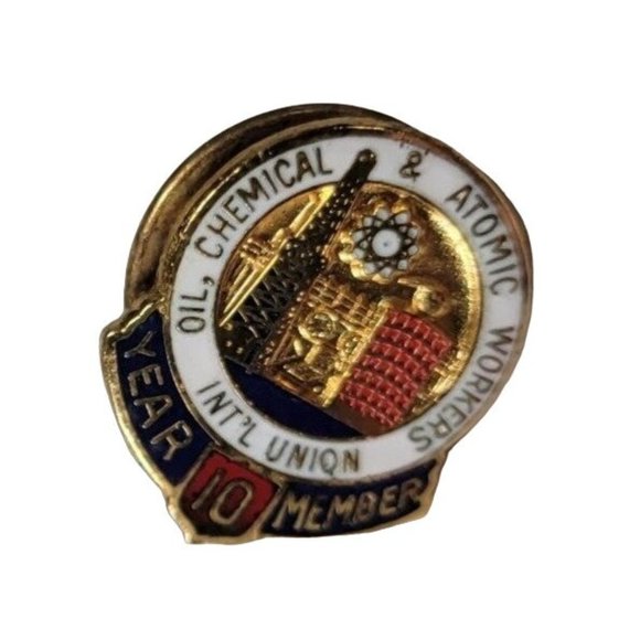 Vintage Oil,‎ Chemical & Atomic Workers International Union 10 Year Member Pin - Picture 1 of 8